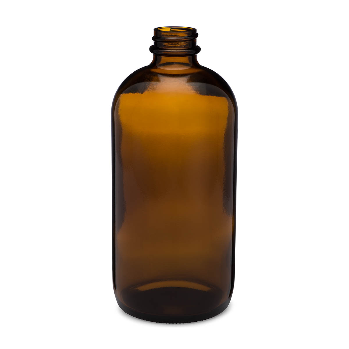 16 oz / 480 ml Amber Boston Round Bottle