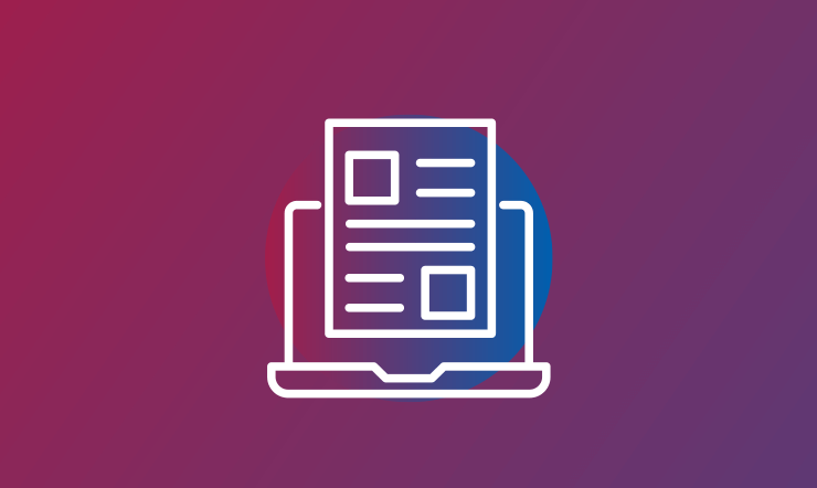 icon of a data sheet emerging from a computer screen